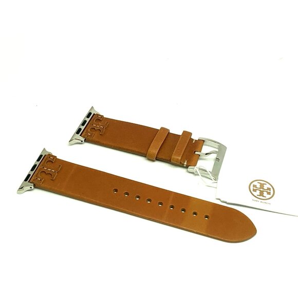 Tory Burch Apple Watch Band Case Size 38-45mm Brown Leather Strap TBS0100E - Picture 3 of 10